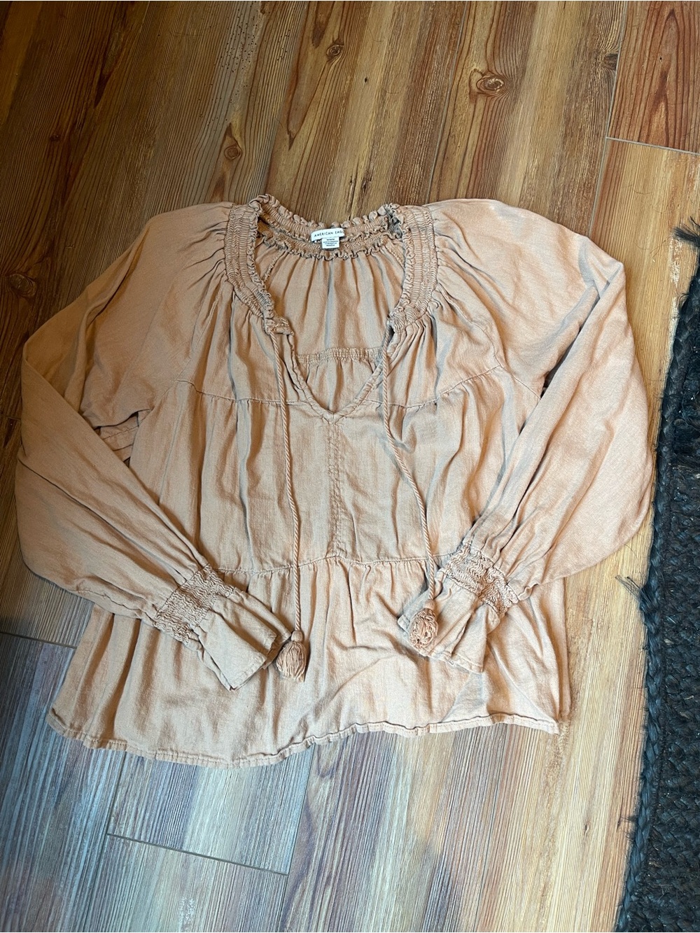 American Eagle Outfitters Peach Boho Peasant Blouse